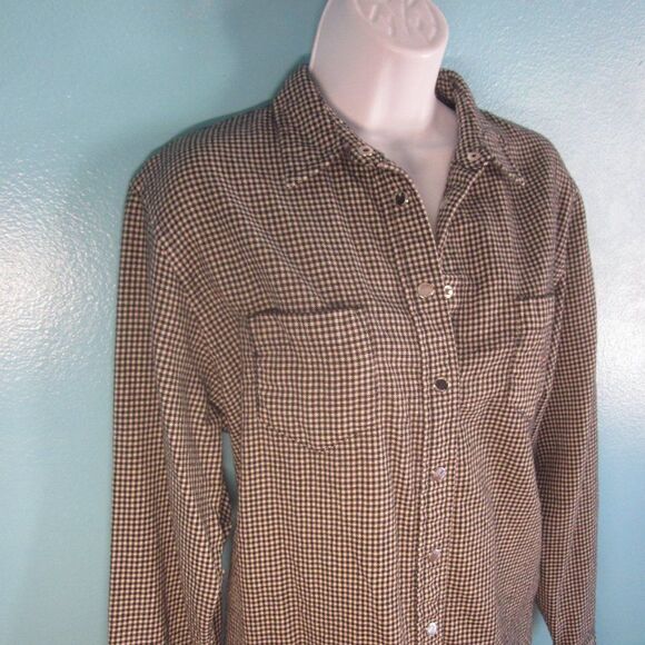 VINTAGE Houndstooth Check Ralph Lauren Womens Size L / 10 Wool Button Up Shirt - Picture 1 of 12